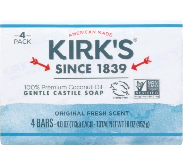 New Kirk’S Original Fresh Scent Gentle Castile Soap Premium Coconut Oil 4 Pack
