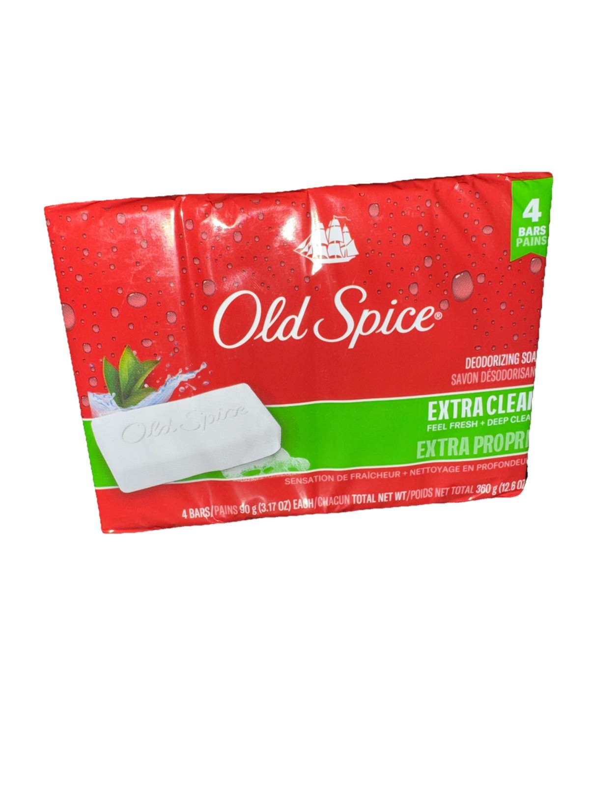 Old Spice Deodorizing Bar Soap Extra Clean Fresh & Deep Clean 3.17 oz. 4 Bars