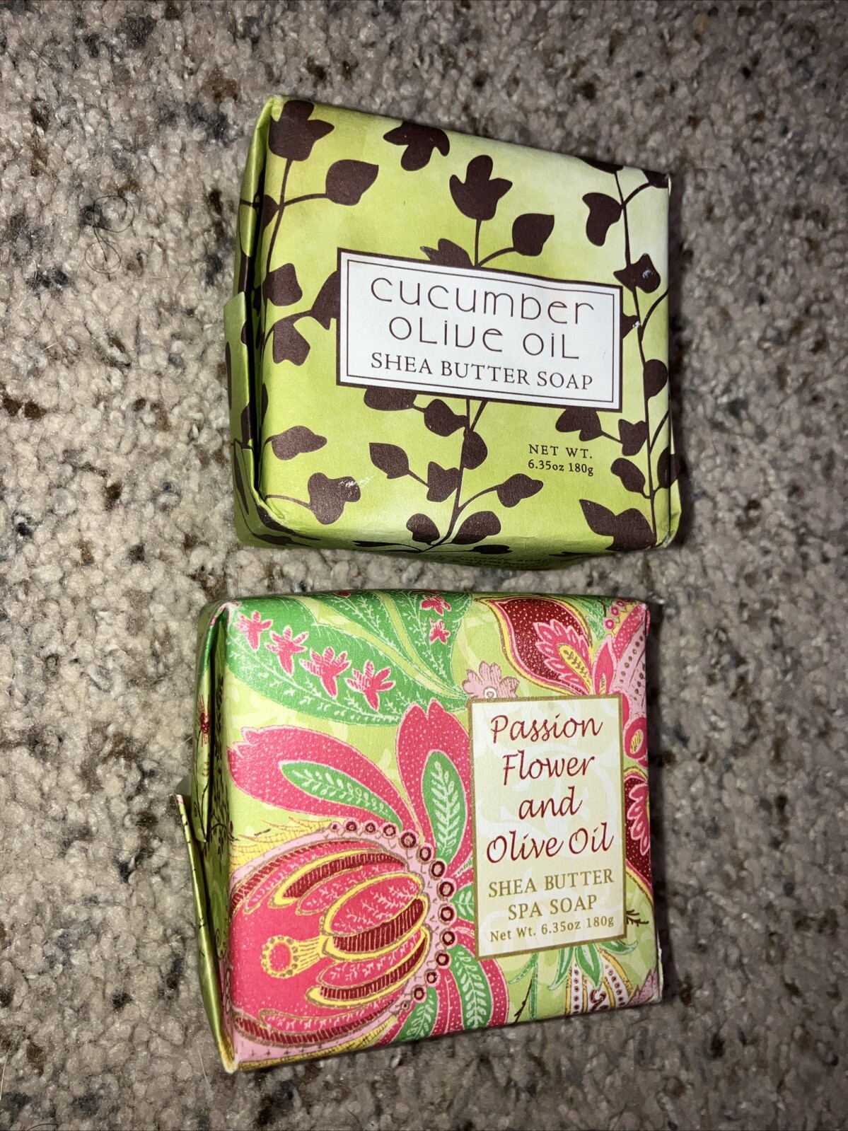 2 Greenwich Bay 6oz Botanical Shea Bar Soaps Passion Flower Olive Oil Cucumber