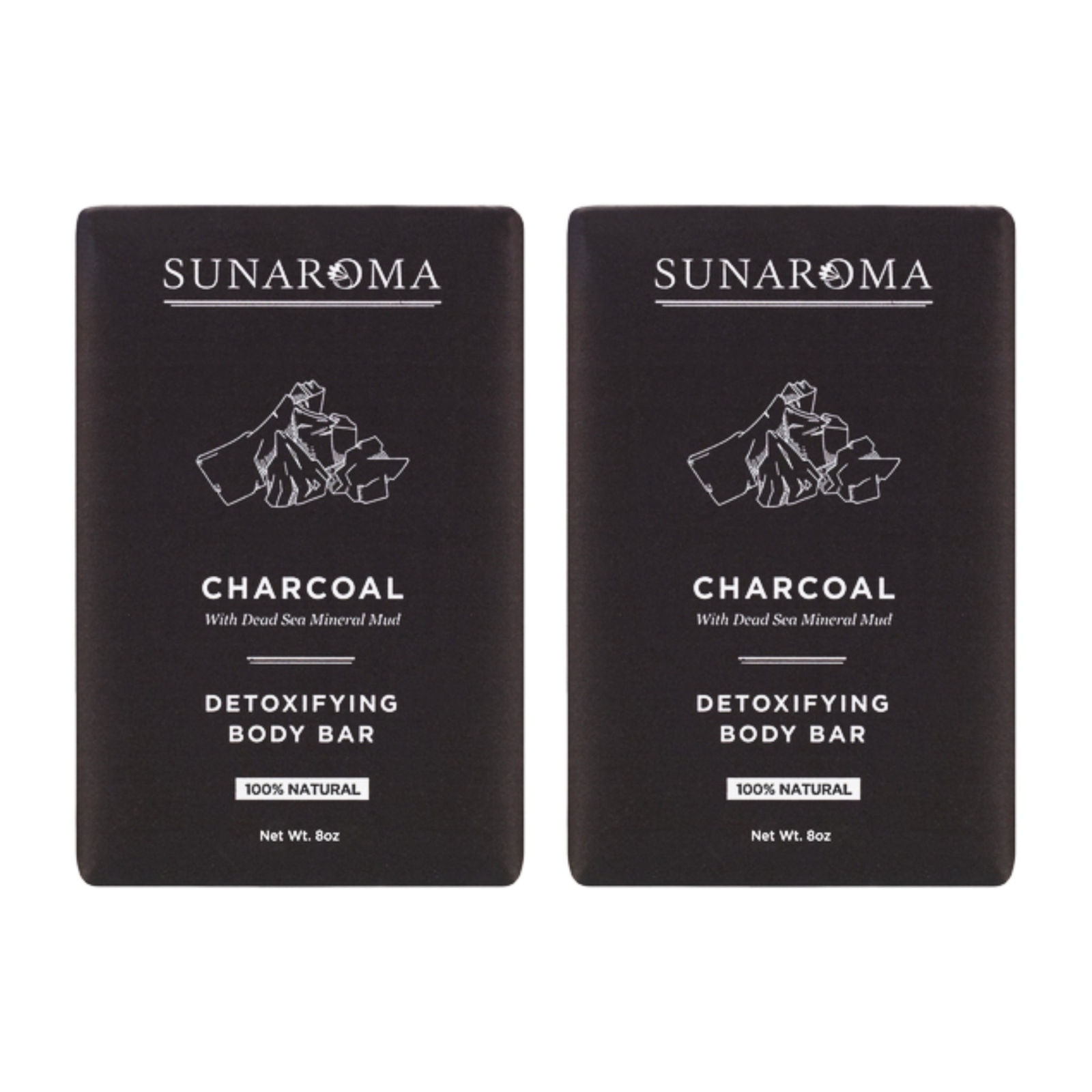 Sunaroma Detoxifying Body Bar – Charcoal Dead Sea Mineral Mud, 8oz (Pack of 2)