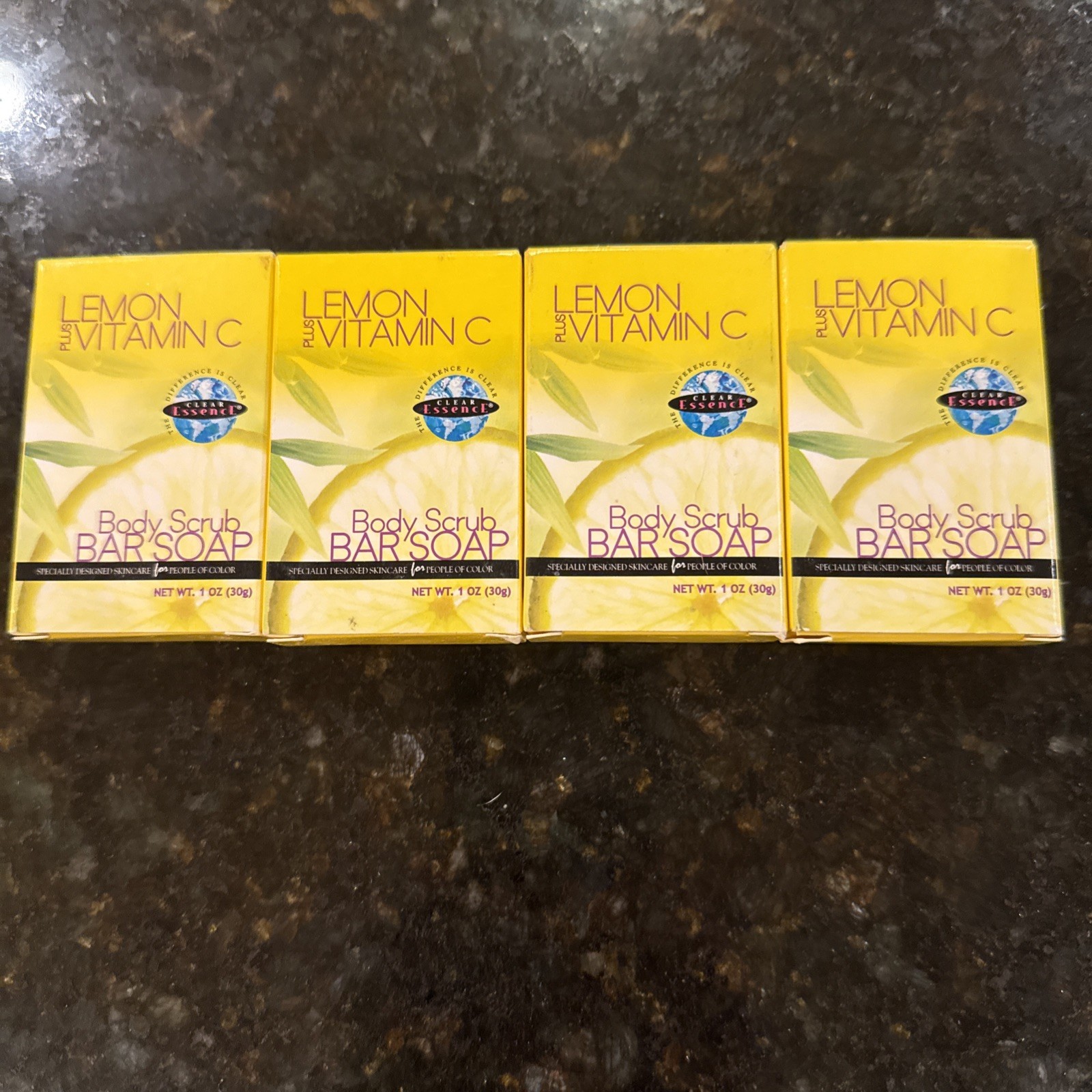 Lot Of 4 Clear Essence Lemon Plus Vitamin C Body Scrub Soap 1 Oz Travel Size
