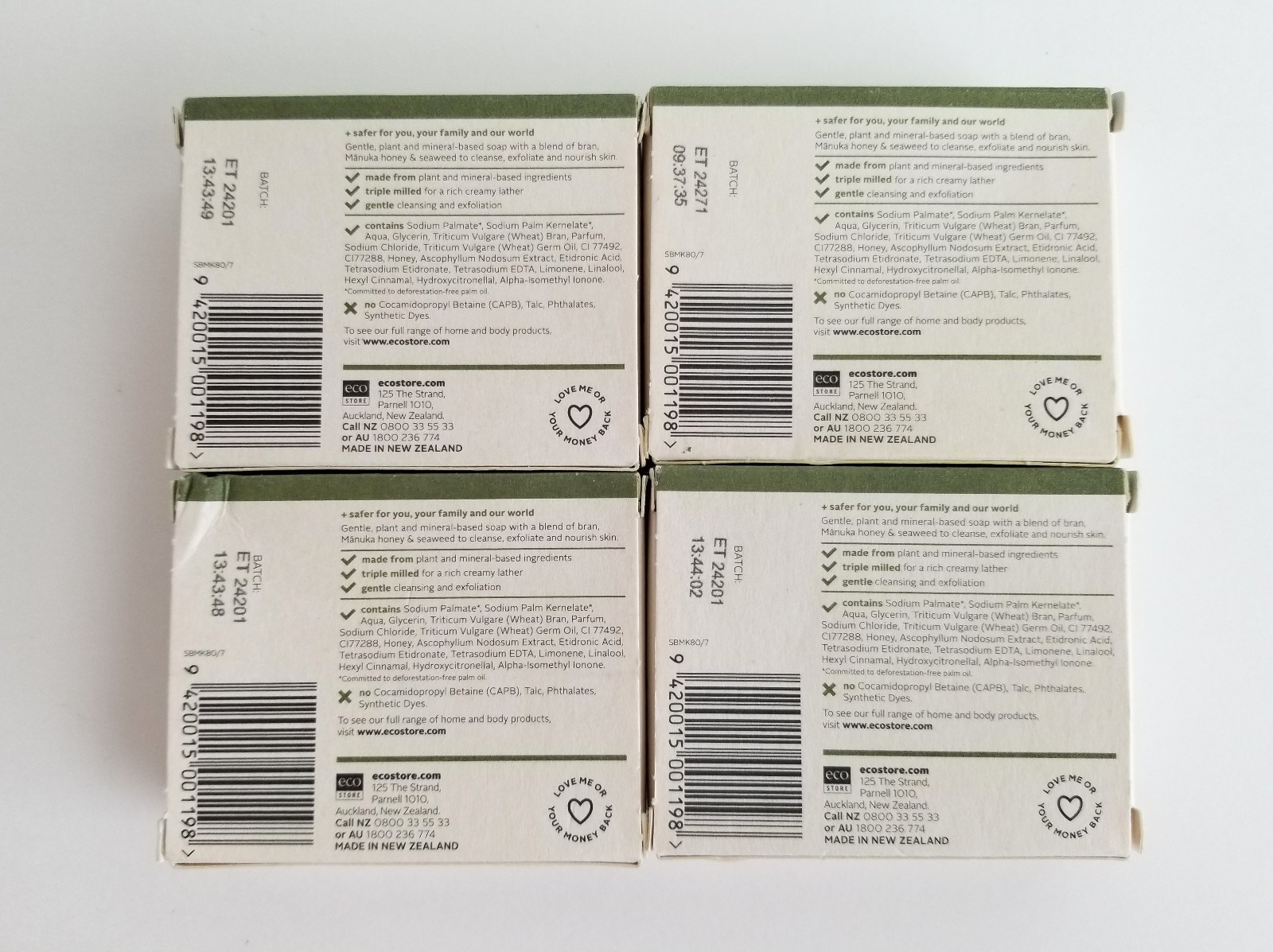 New 4 Ecostore Manuka Honey & Kelp Bar Soap 2.8 oz Each Made in New Zealand