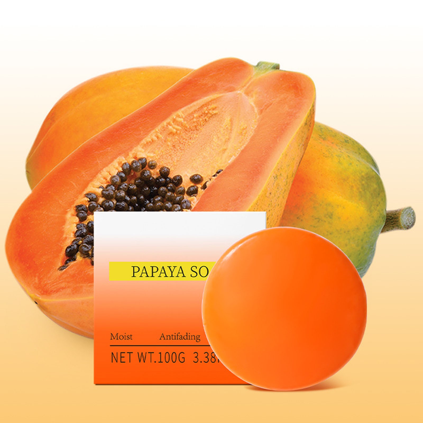 1Pcs Papaya Soap Oil Control Moisture Skin Handmade Soap for All Skin Types