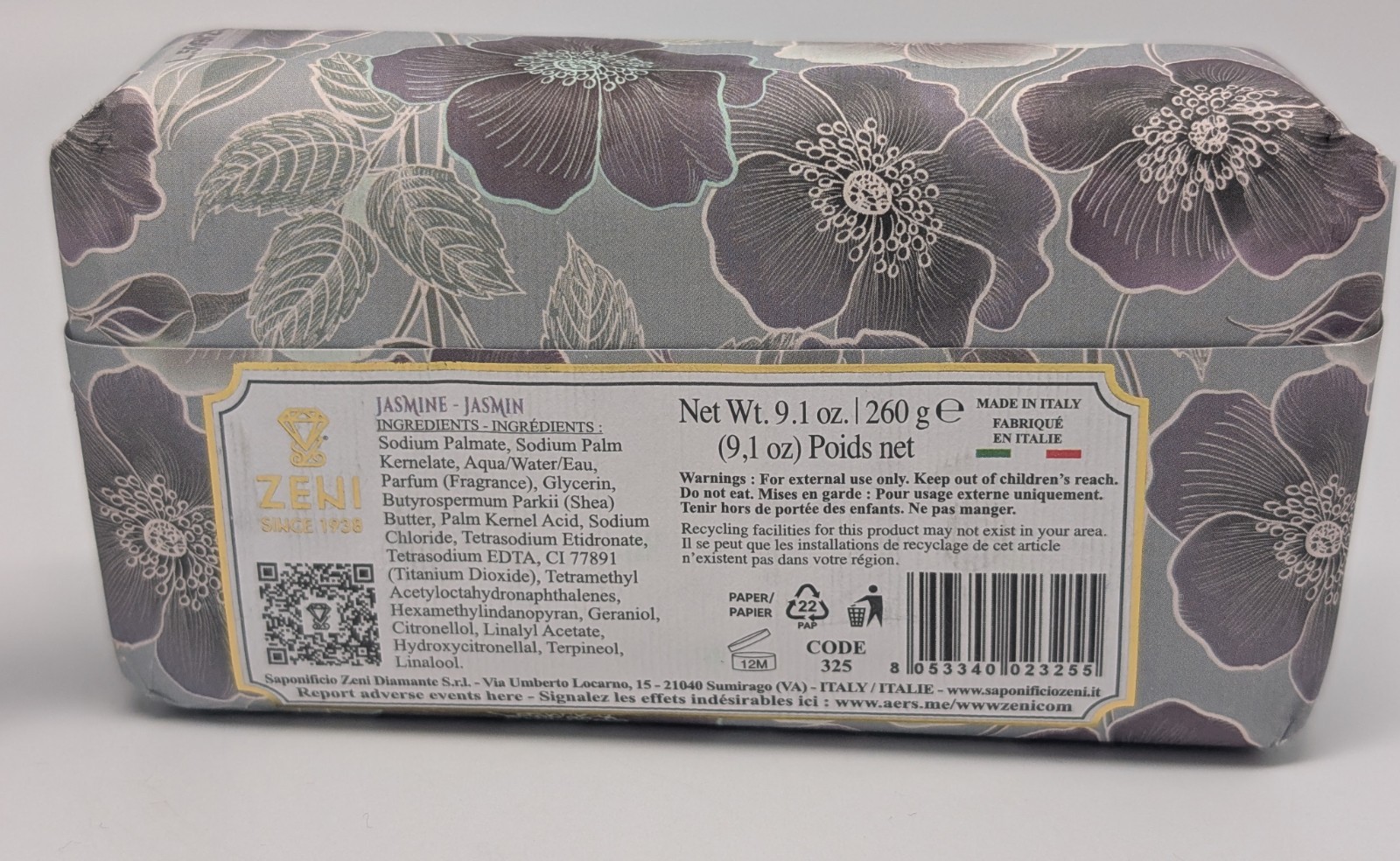 2 pcs ZENI Fine Triple Milled ITALIAN Bar Soap Lavender & Jasmine – 9.1 oz each