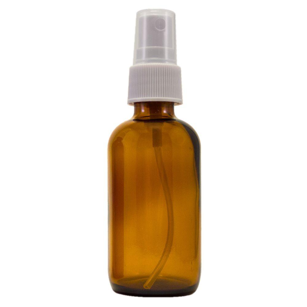 2 fl oz Amber Glass Bottle w/ White Spray Top – Pack of 2