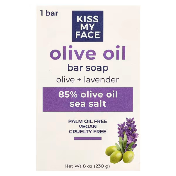 Kiss My Face Olive Oil Bar Soap Olive + Lavender 8 oz Each (Pack of 6)