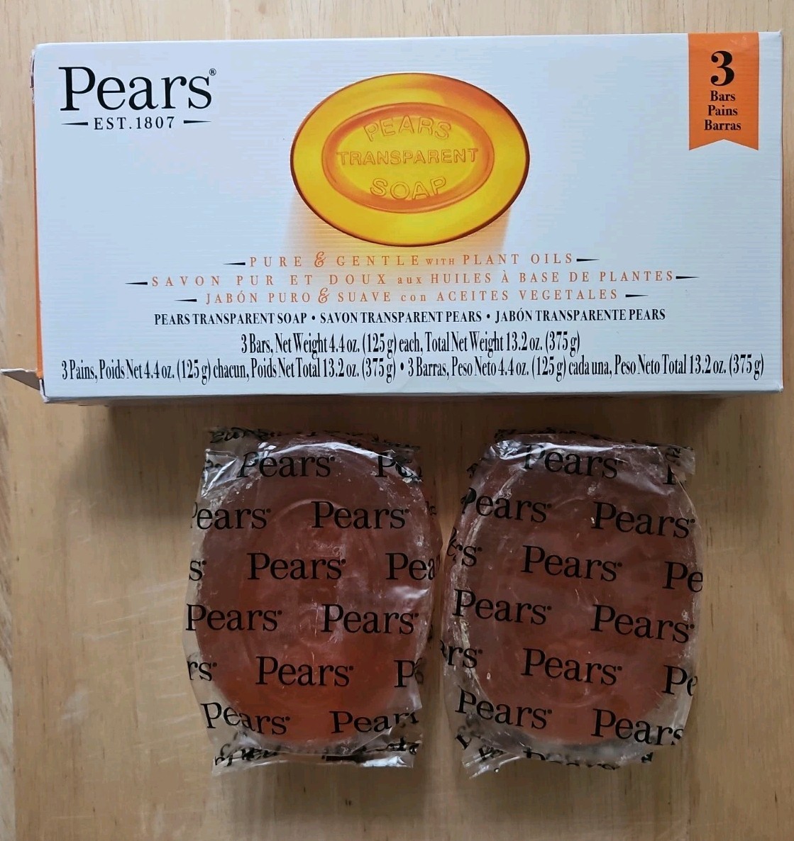 Pears Pure & Gentle Transparent Soap 4.4 oz/Bar Soap 5 Bars