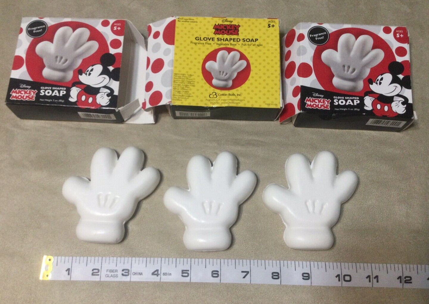 3 Boxed Fragrance Free Disney Mickey Mouse Glove Shaped Soap