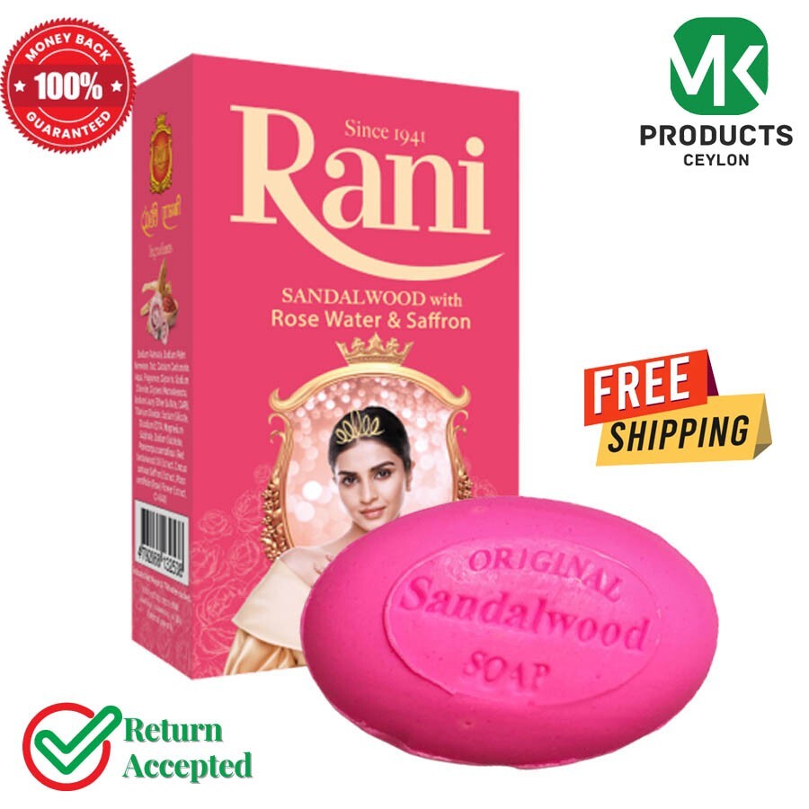 Rani Ayurveda Herbal Sandalwood Rose Water & Saffron Soap|Free Shipping