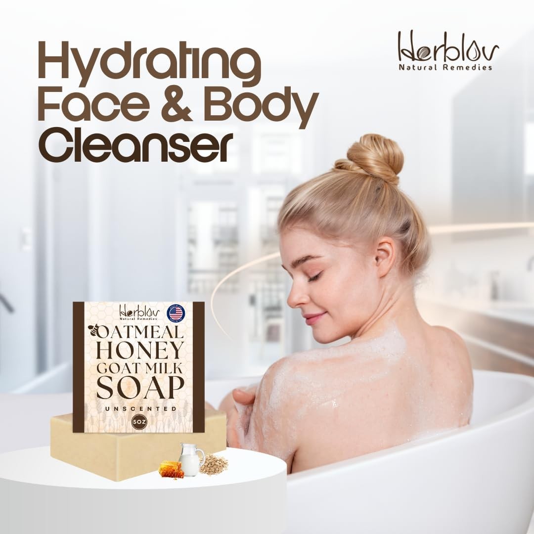 Oatmeal Goat Milk Soap Bar Honey Natural Face Body Wash 5oz USA