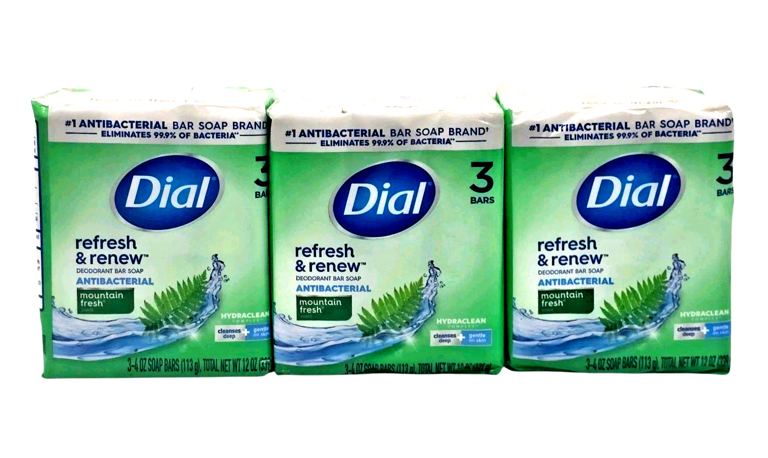 3x DIAL 3-PK MOUNTAIN FRESH SOAP BARS SEALED 4 oz BARS DEODORANT ANTIBACTERIAL