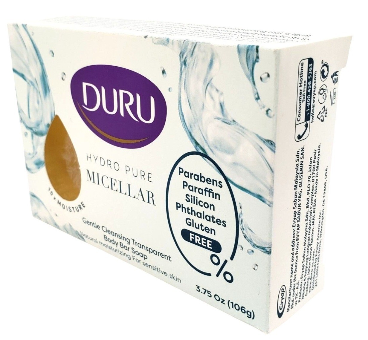 3.75 oz Duru Hydro Pure Micellar Gentle Cleansing Transparent Body Bar Soap