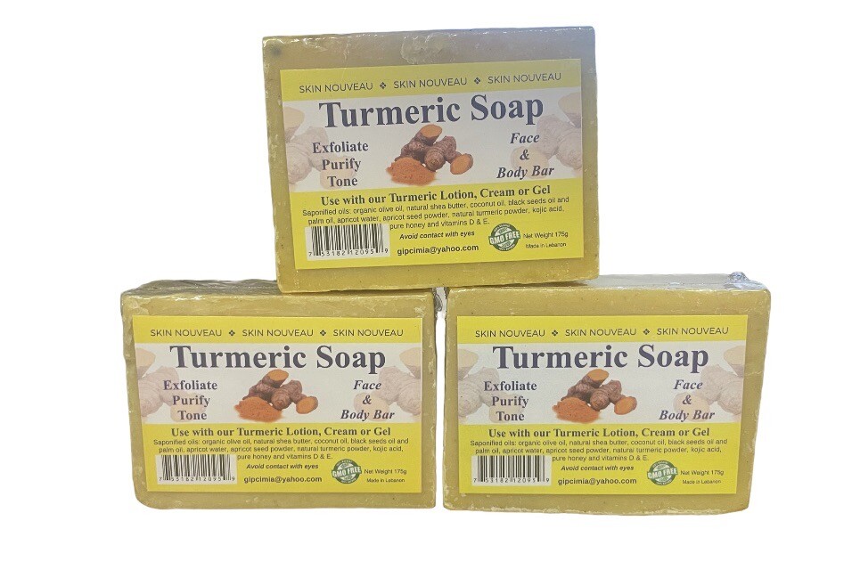 Organic & Handmade Turmeric Soap Exfoliating Cleanse￼ Face & Body ( 3 Soap )175g