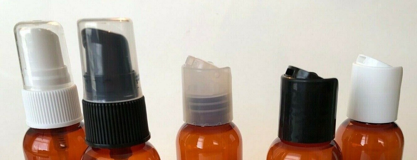 2 oz Amber PET Plastic Cosmo Oval Bottle – choose qty & cap style – FREE SHIP