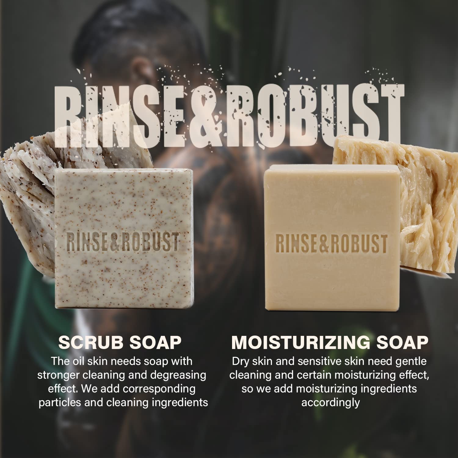 Mens Natural Bar Soap 6Pcs Handmade Cleansing Soap Bar Set Moisturizing&Exfol…
