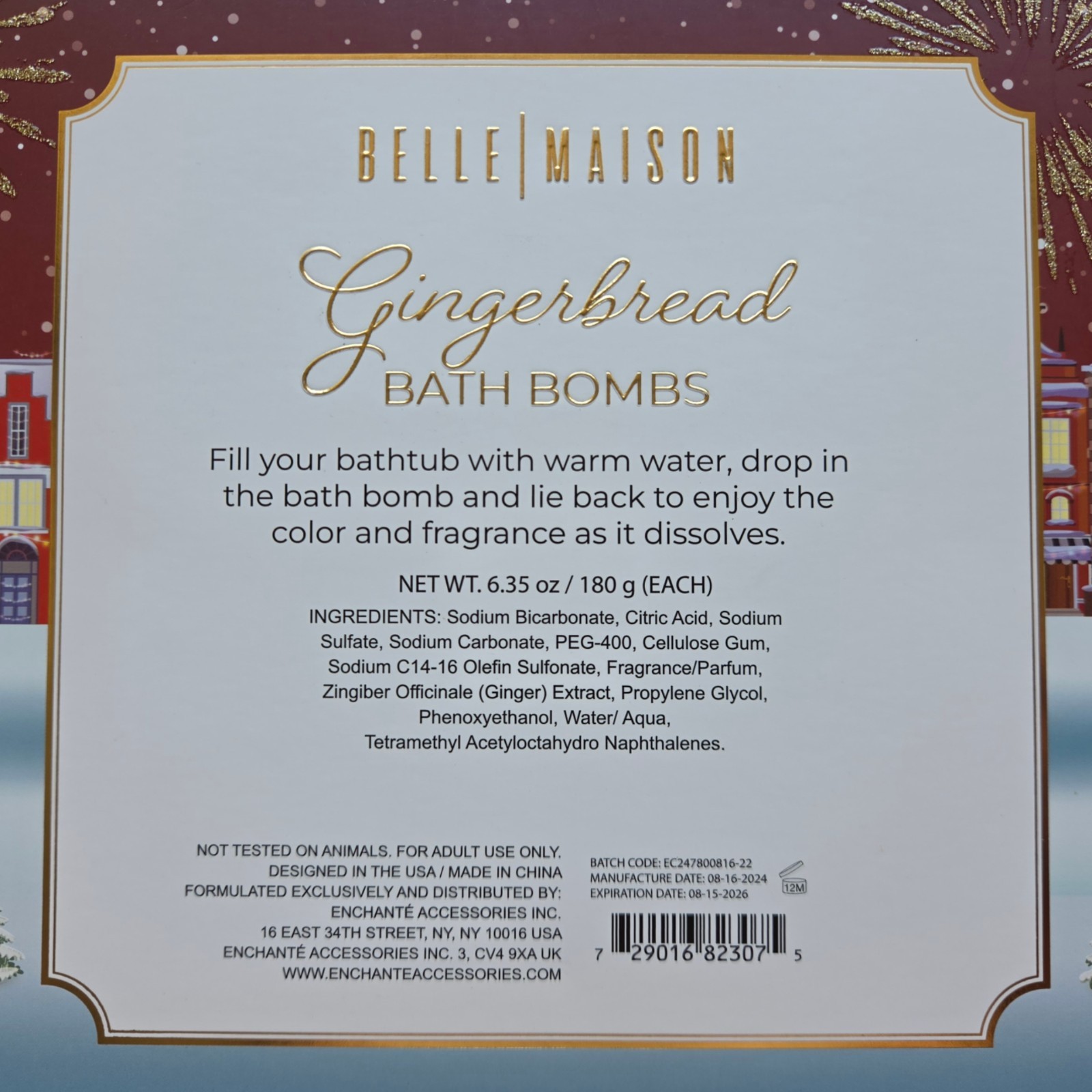 Four (4) Belle Maison Gingerbread Bath Bombs – 6.35 oz / 180 g (Each)