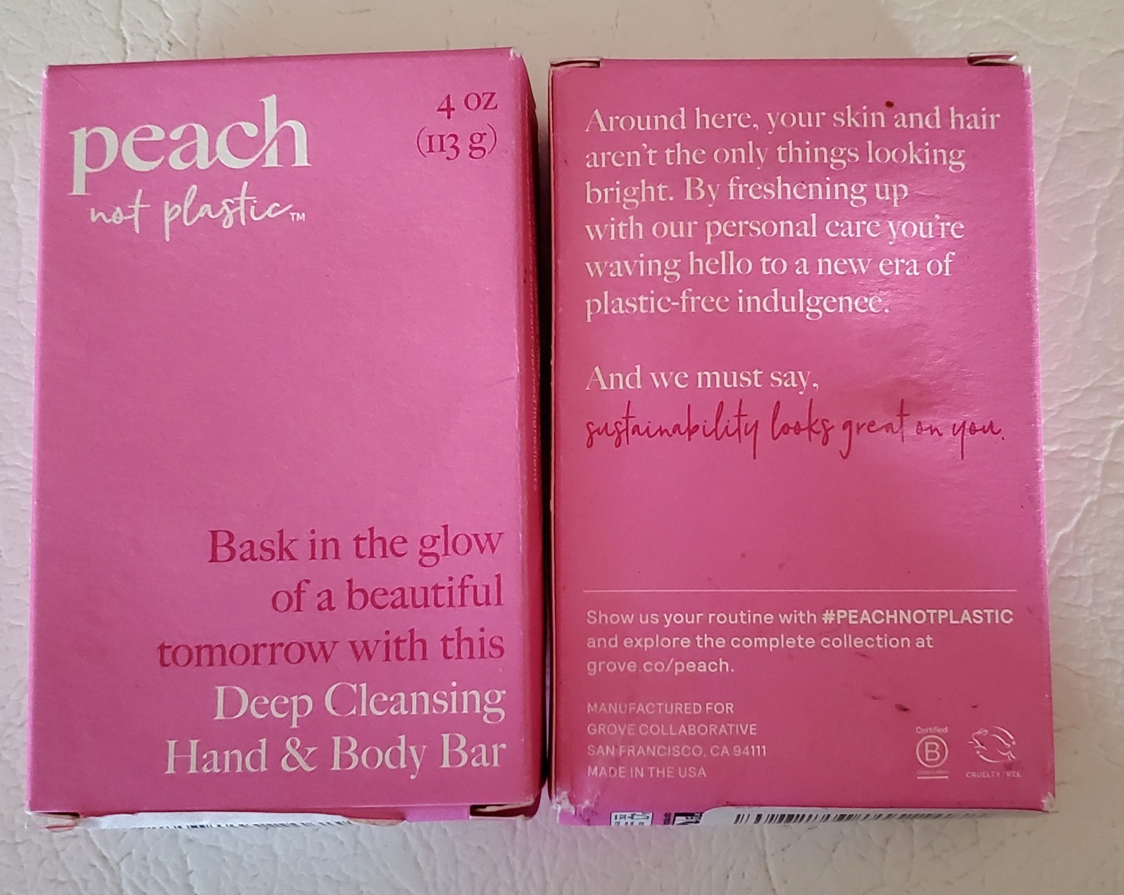 2 Peach not Plastic Exfoliating Hand & Body Bar Soap – Raspberry Scent, Vegan