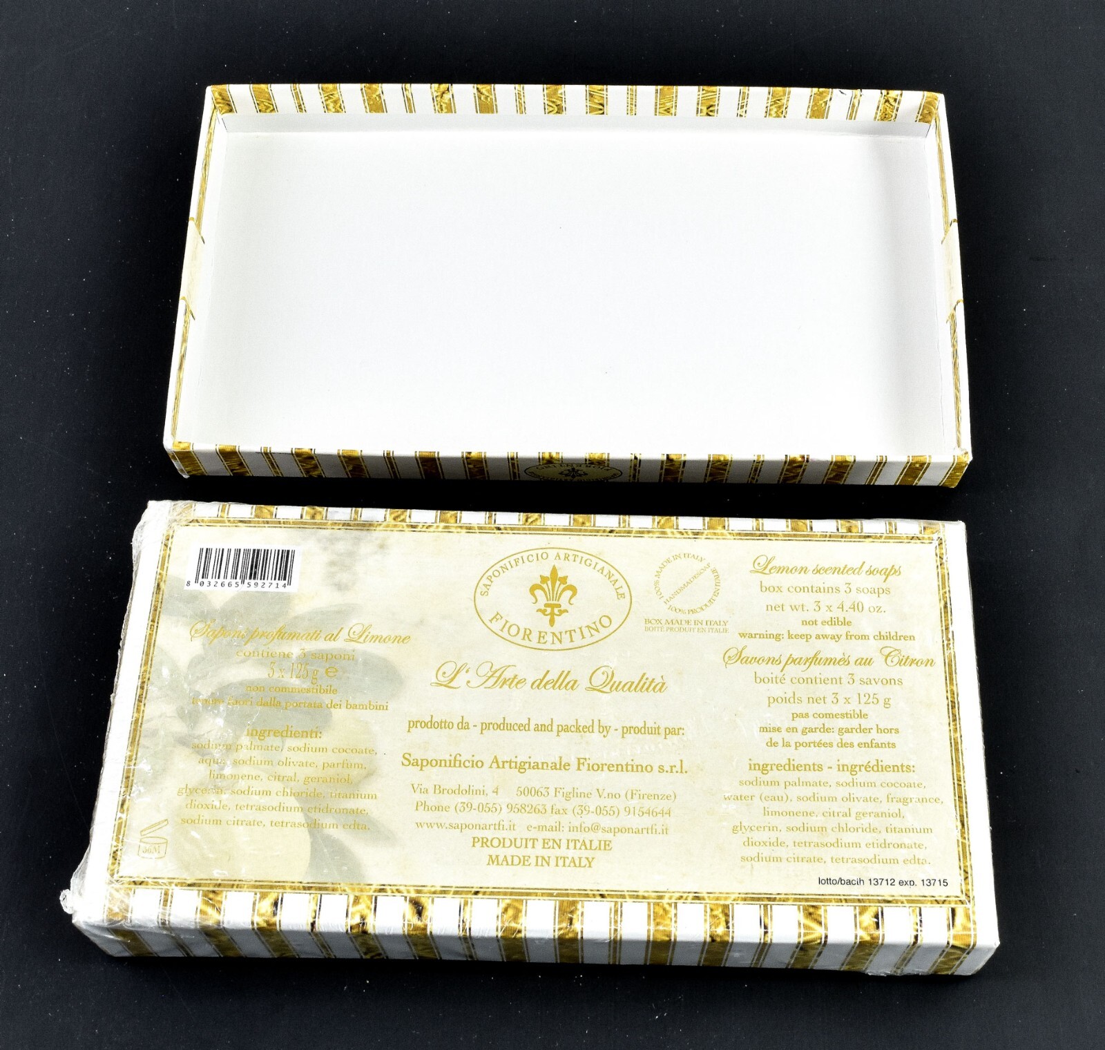 Saponificio Artigianale Fiorentino Lemon Soaps 3 Bars 4.40 Ounces Each