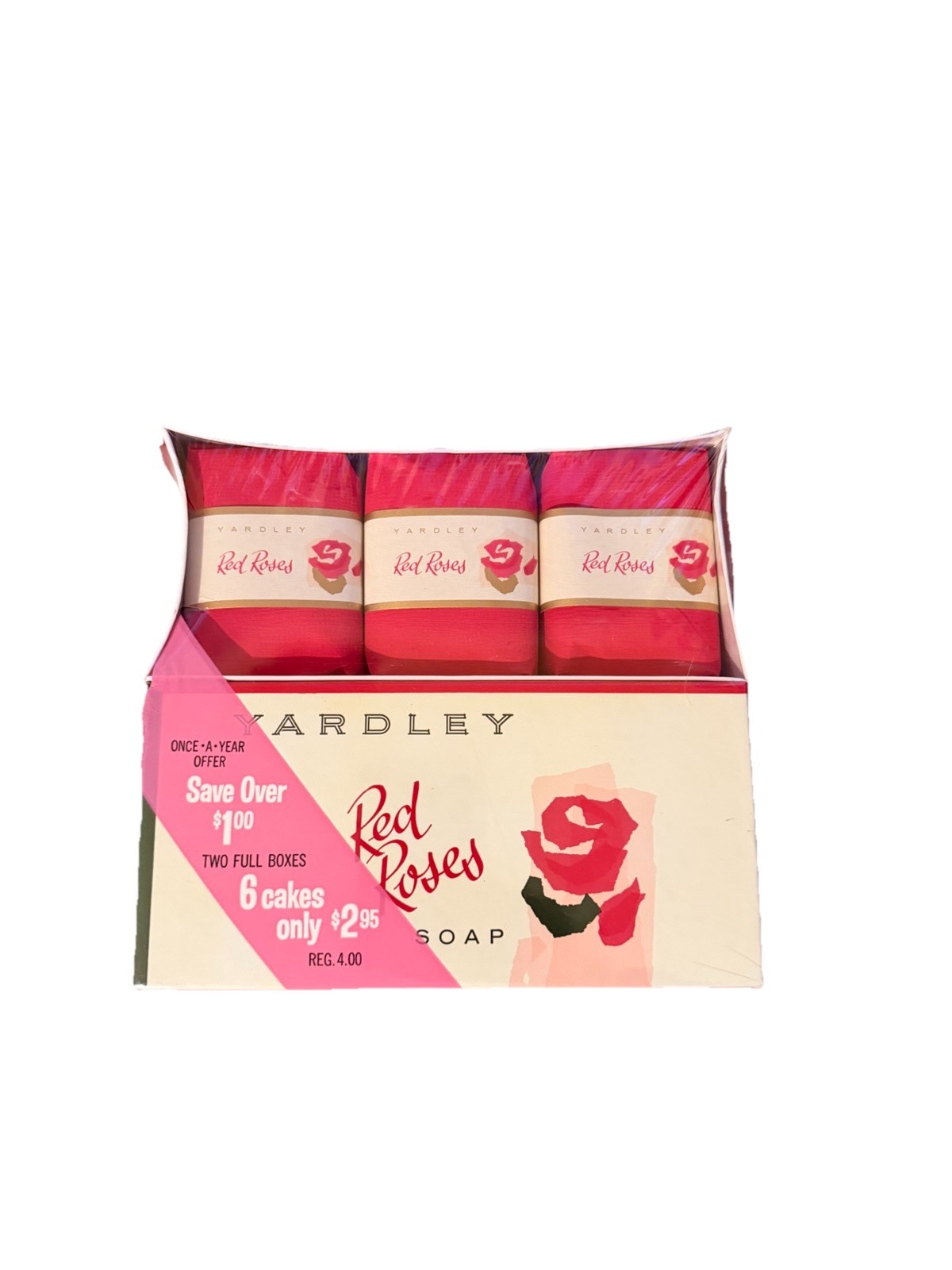 Vtg 70s YARDLEY Red roses Soap Bars Set of 6 New in Package Walgreens Exclusive