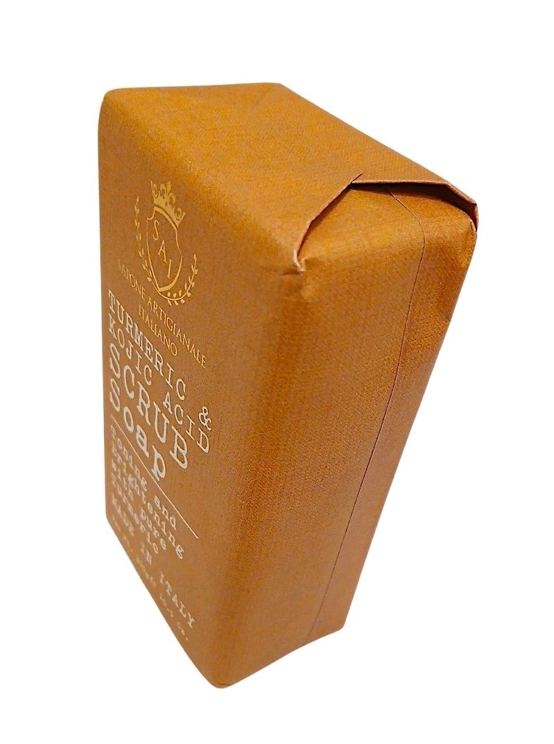 Italy Saponificio Tumeric Scrub Bar Soap 10oz Toning Brighten Cocunut Hydrating