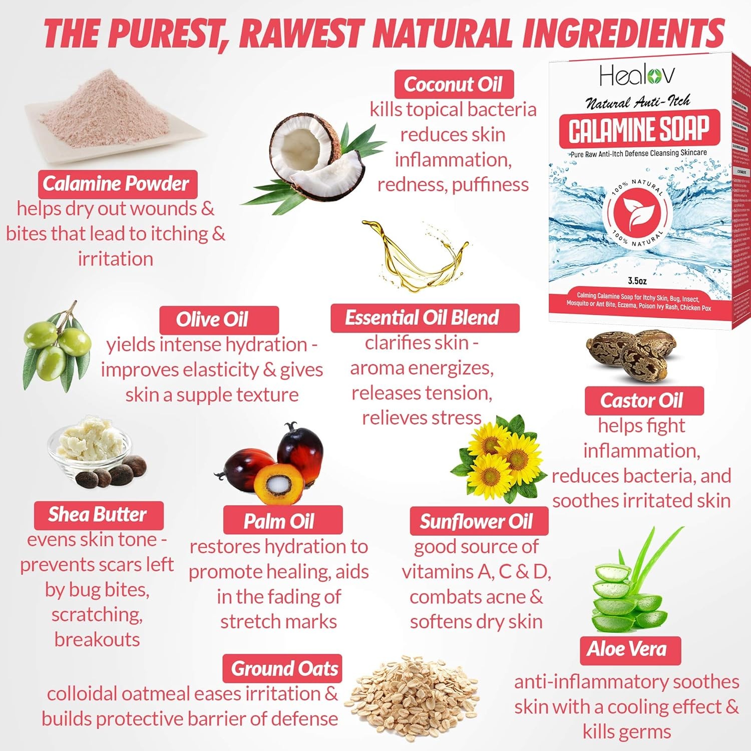 Natural Instant Itch Relief Soap Bar – Calming Calamine Soap for Itchy Skin, I