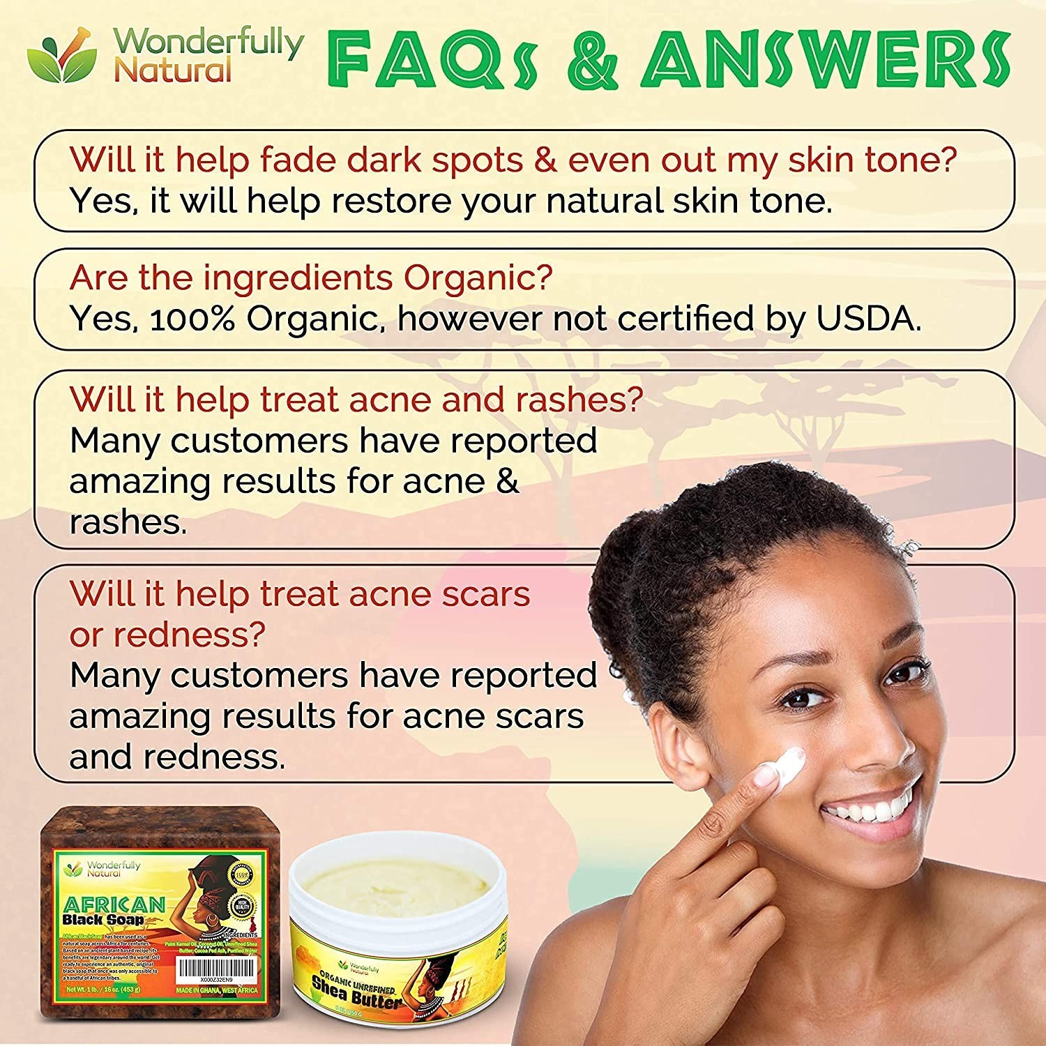 African Black Soap for Acne & Dark Spots | Organic Satisfaction Guarantee | …
