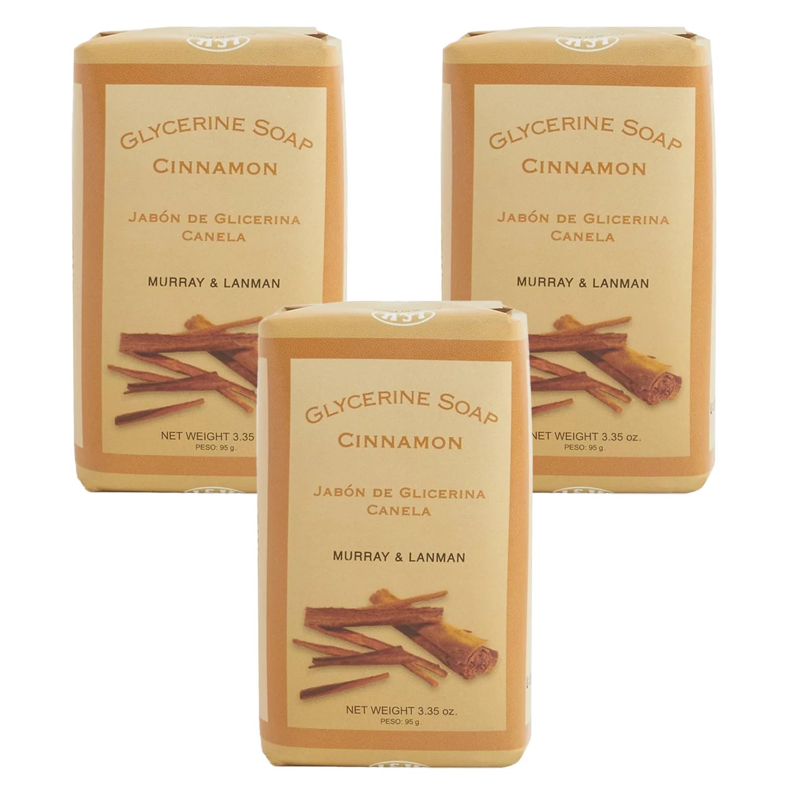 Lanman & Kemp Cinnamon Soap Bar 3.35 Oz – Jabon De Glicerina Canela (Pack of 3)