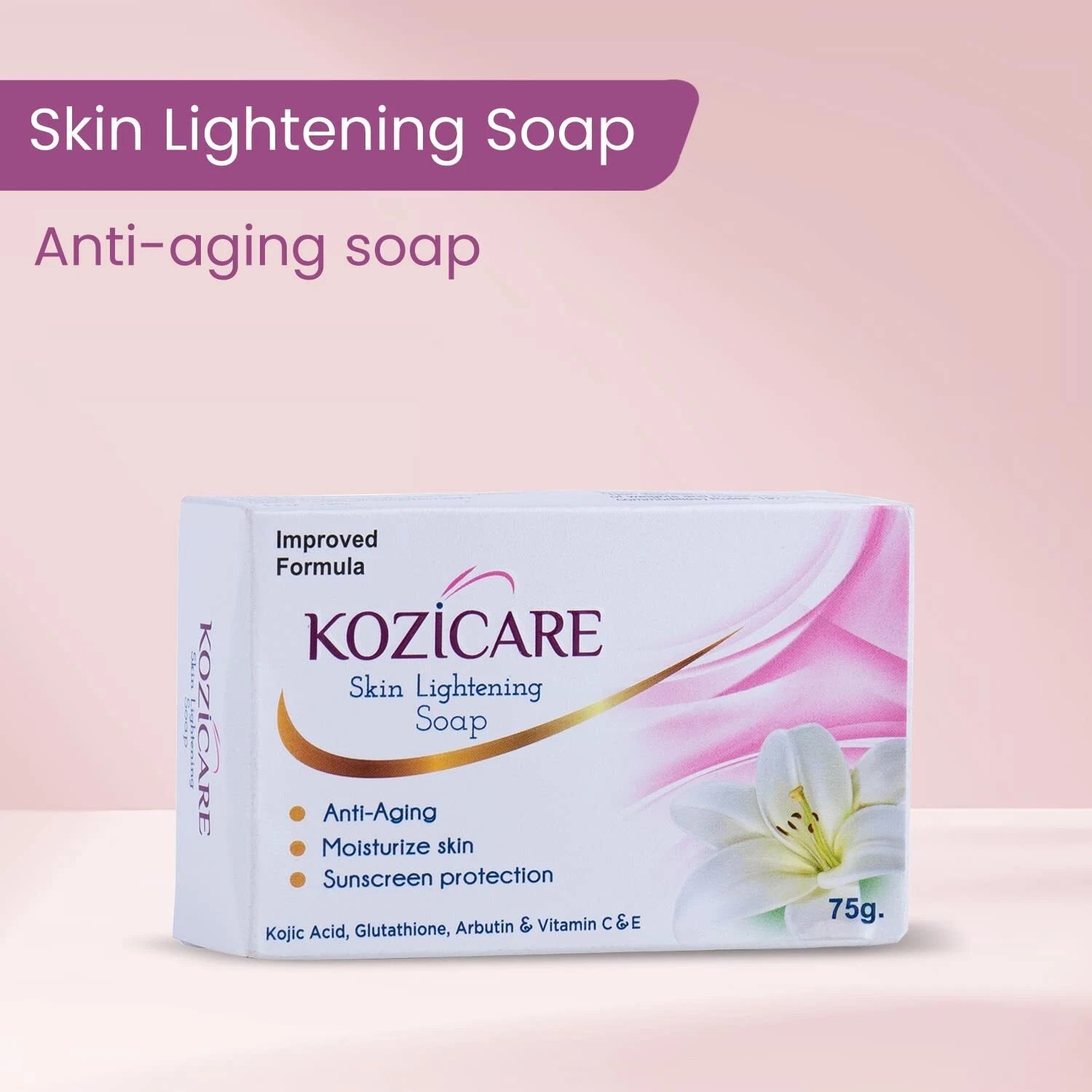 Pack of 3 Kozicare Skin Lightening Soap 75 gm Enriched with Vitamin C,vitamin E