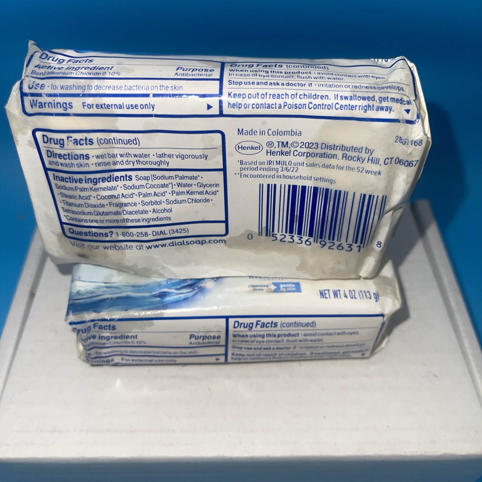 Dial White Antibacterial Refresh & Renew Bar Soap 4 oz New 2 Bars