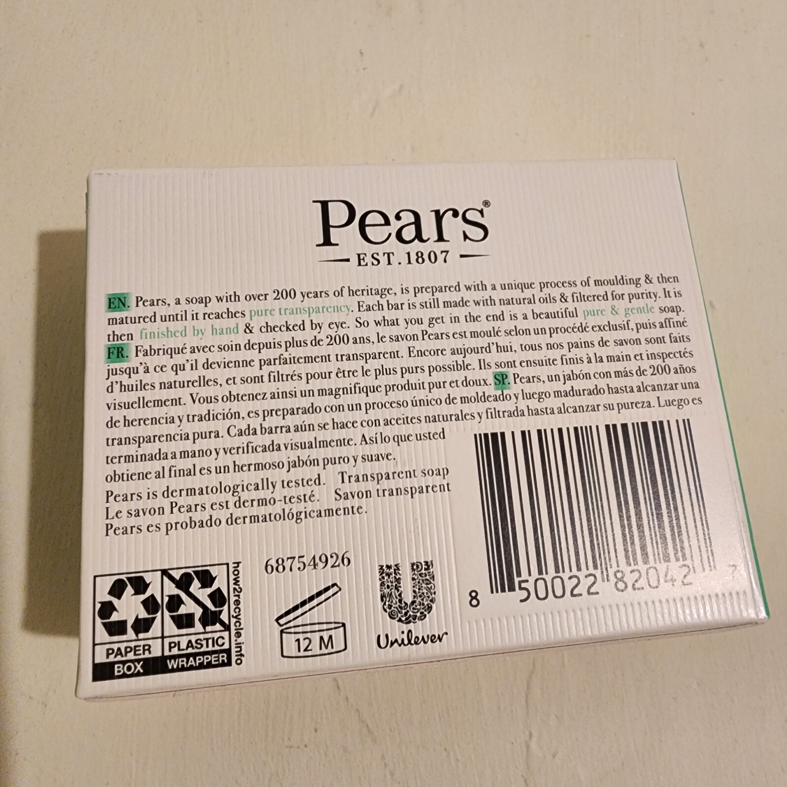 Lot Of 4 Pears Gold And Green Transparent Glycerin Vegetable Oil Bar Soap India