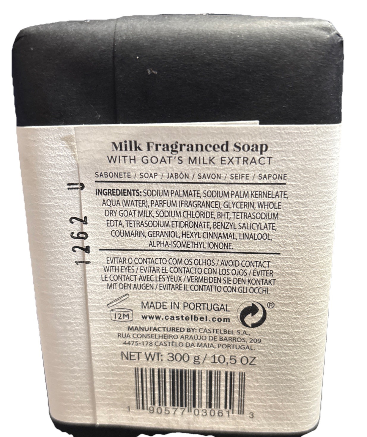 Castelbel No. 6 Hydrate Goat’s Milk Soap Luxury Scented Soap 10.5 Oz