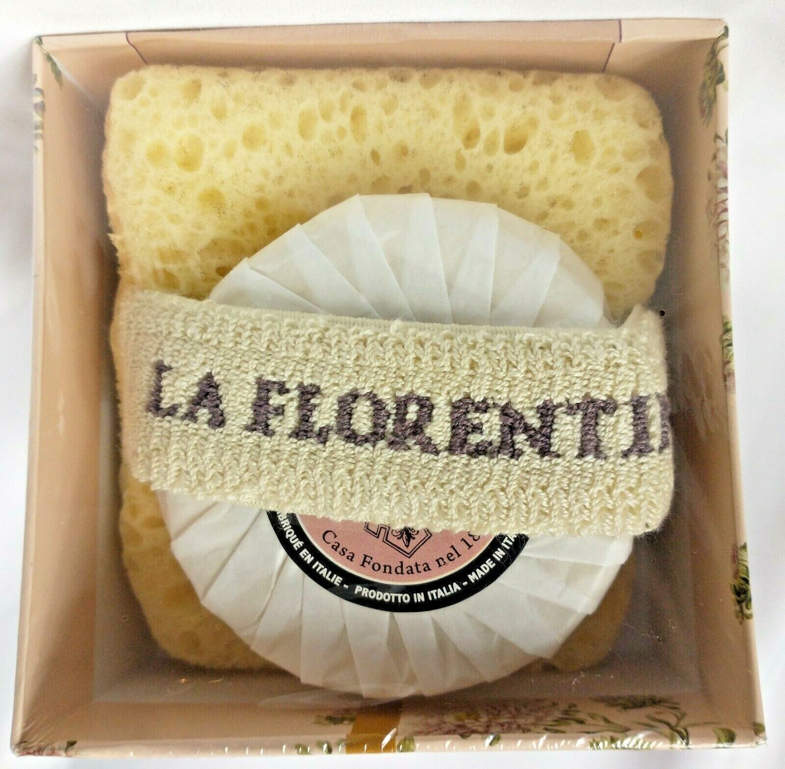 La Florentina Peony Rose Soap & Sponge Set Made in Italy