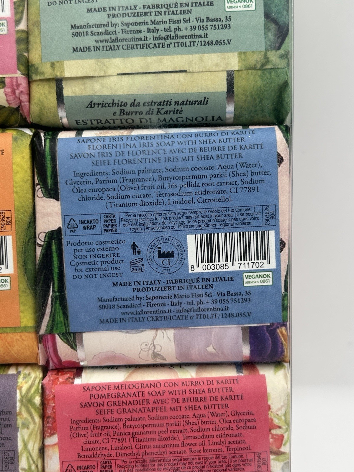 6 Pack La Florentina Bar Soap Peony Lavender Magnolia Iris Pomegranate Orange