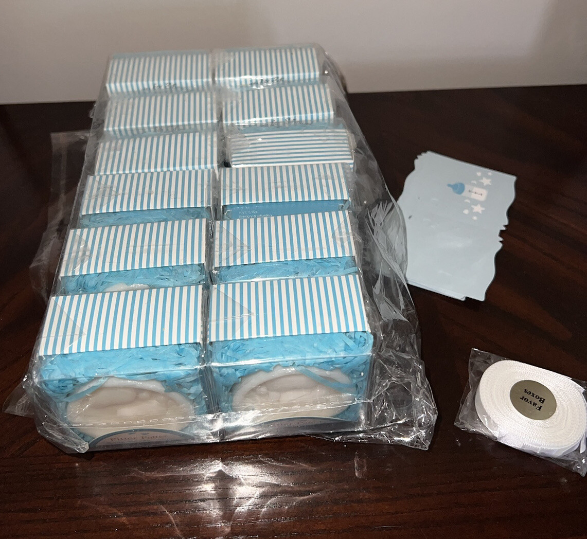 Baby Shower Favor Pitter Patter Baby Boy Soap Savon Jabon NEW in Boxes Lot of 12