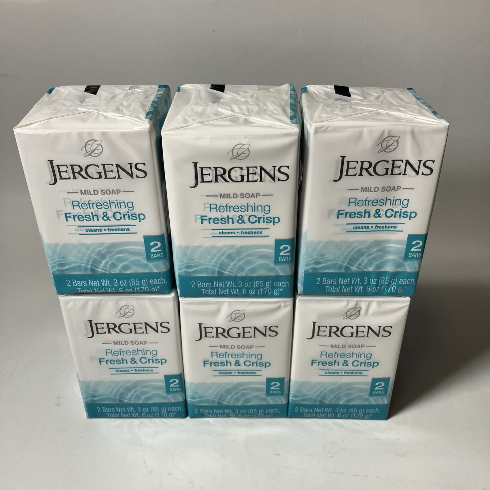Jergens Mild Soap (3 oz) Refreshing Fresh & Crisp – Bath & Body Bar – Pack of 12
