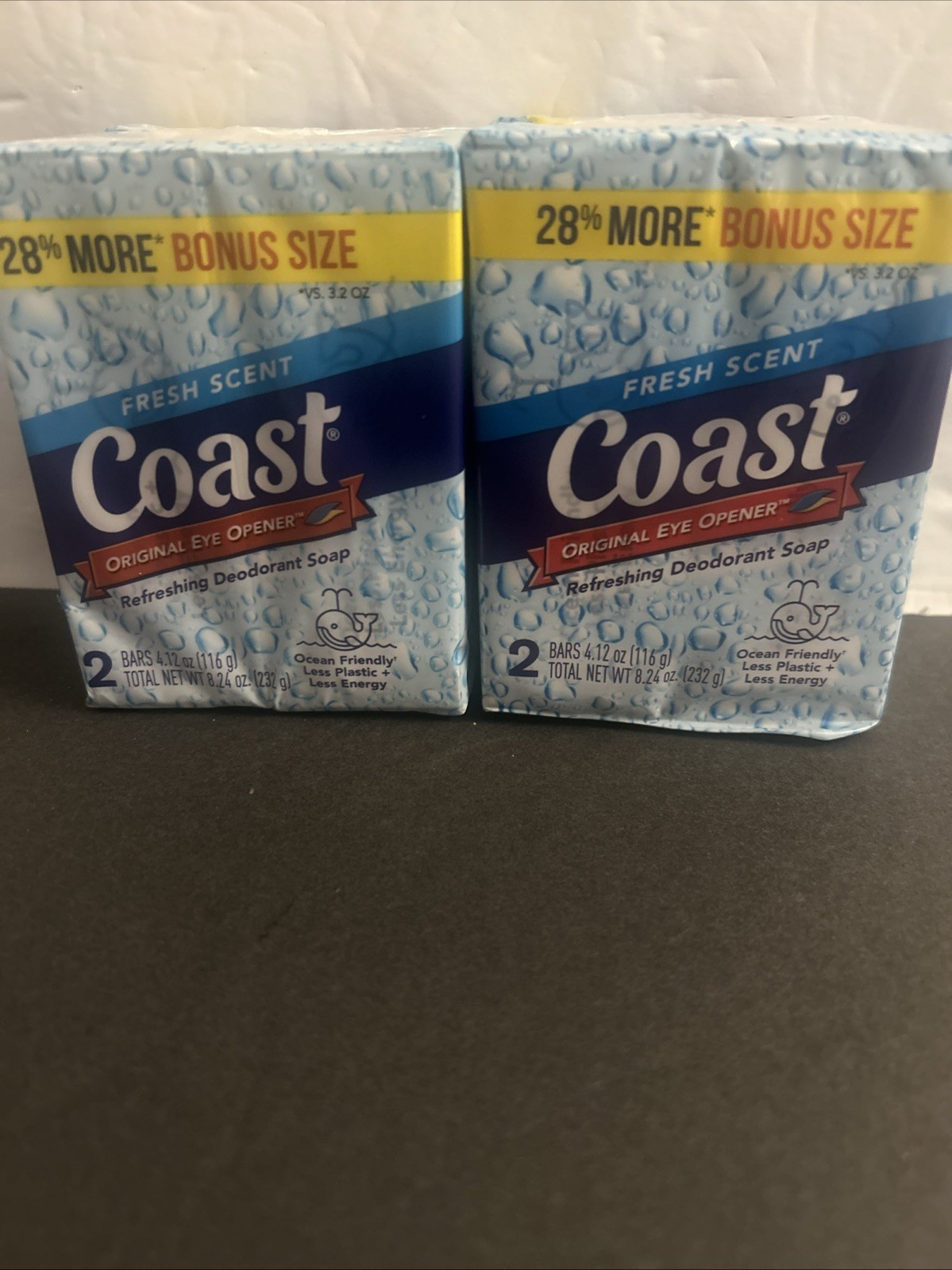 Pack of 2 Coast Deodorant Soap Bar Fresh Scent 4.12 oz Each Eye Opener