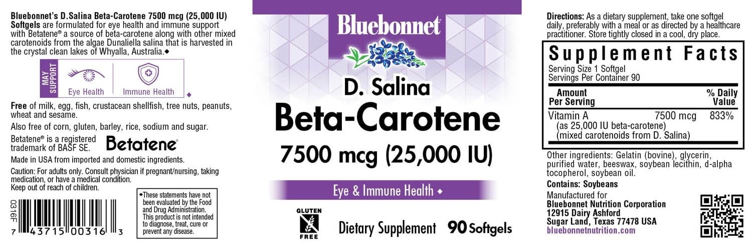 BlueBonnet Mixed Beta-Carotene 25,000 IU 90 Count (Pack of 1), Redish Brown