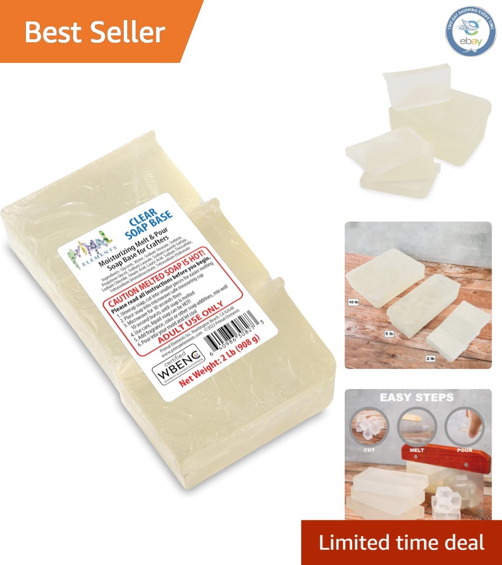 Moisturizing Clear Glycerin Soap Base – 2 lb for DIY Soap Making & Crafting