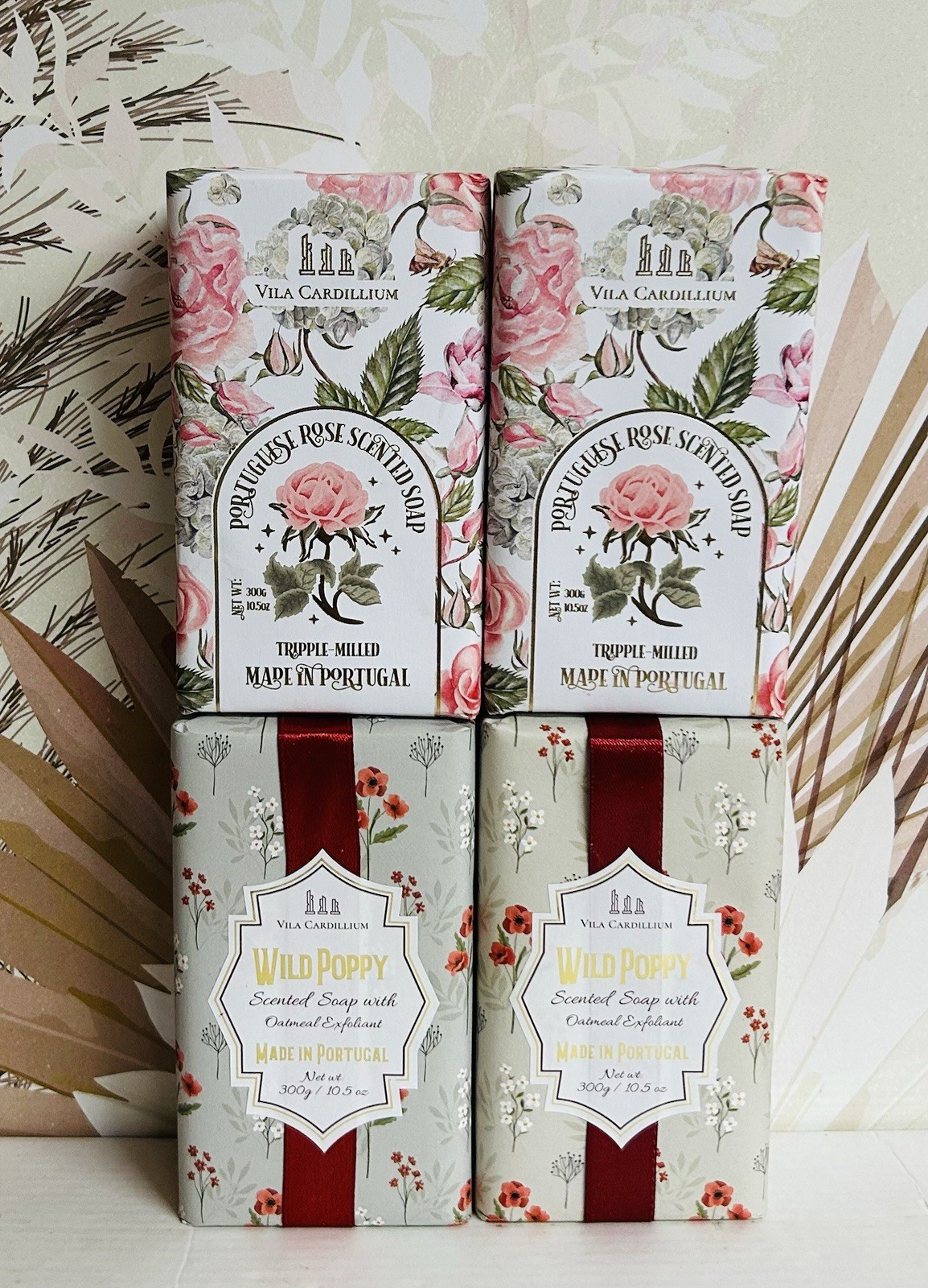 4-Pack Vila Cardillium ~ Rose & Wild Poppy Scented Bar Soap 10.5 oz Each
