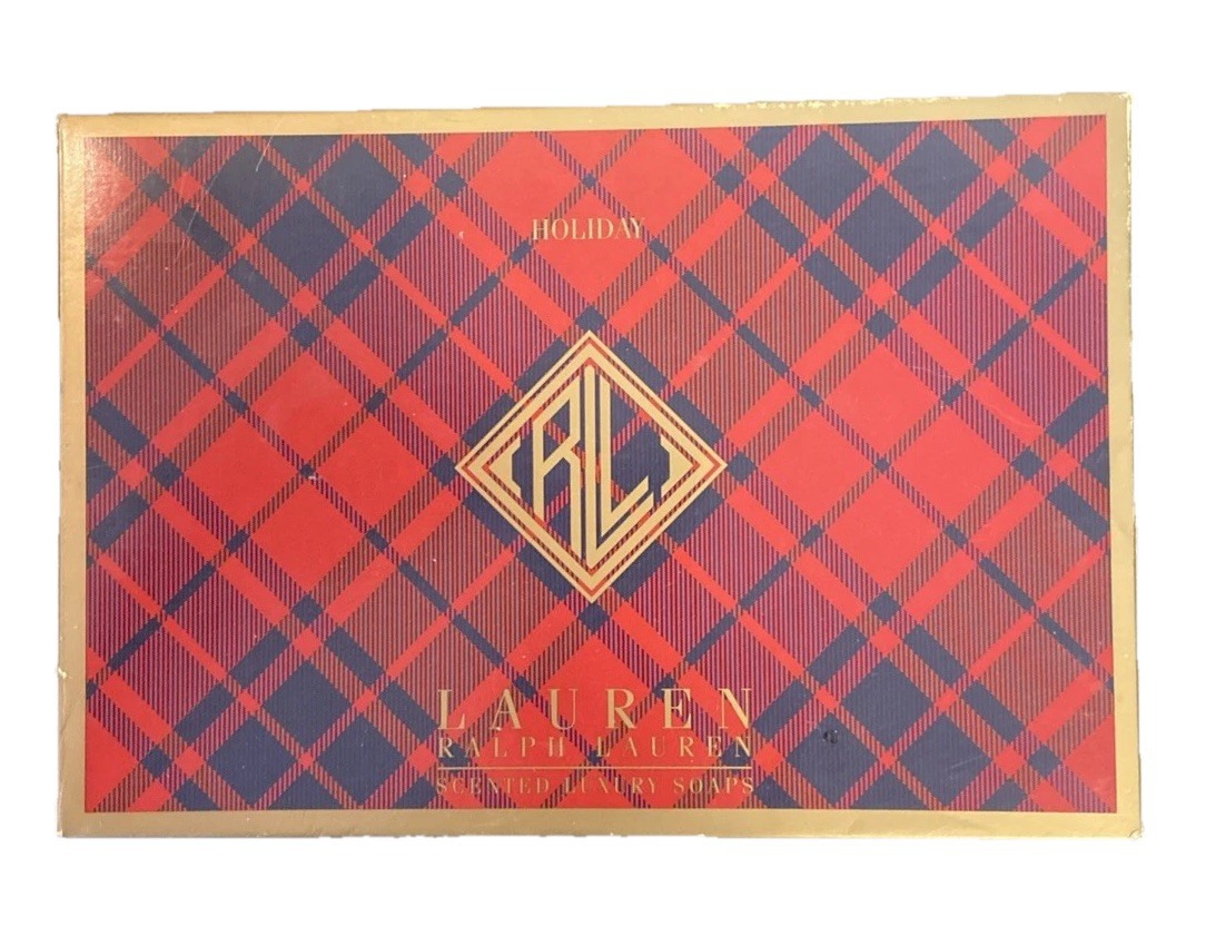 RALPH LAUREN SET OF 6 Holiday Wreath Scented Luxury Soaps New Vtg 2.9oz