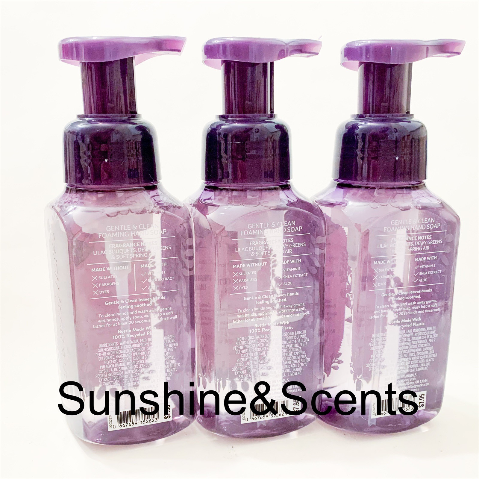 3-PACK Bath & Body Works FRESH CUT LILACS Gentle & Clean Foaming Hand Soap NEW