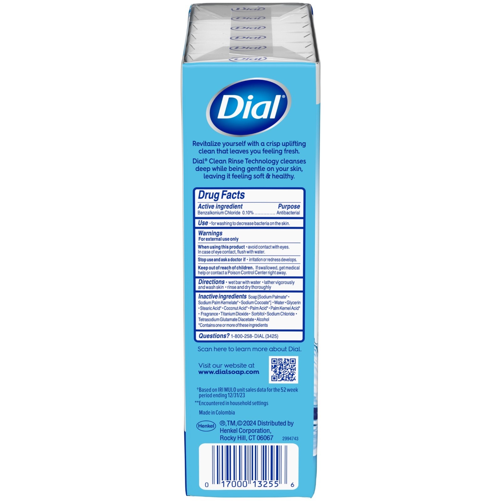(2 Pack) Dial Antibacterial Bar Soap Spring Water 4 oz, 12Count, Refresh & Renew