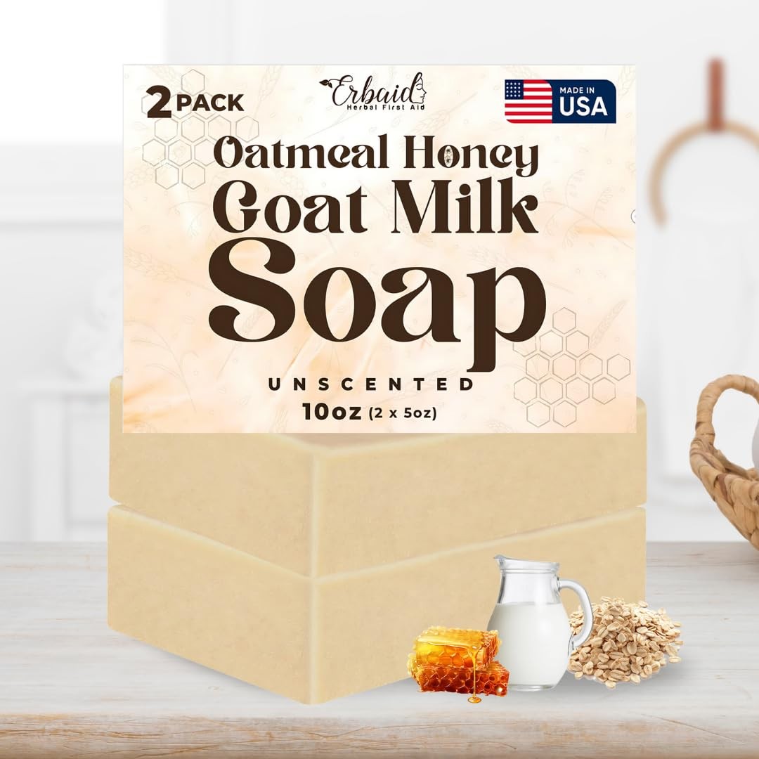 Oatmeal Goat Milk Soap Bar 2 Pack – Eczema & Sensitive Skin Relief