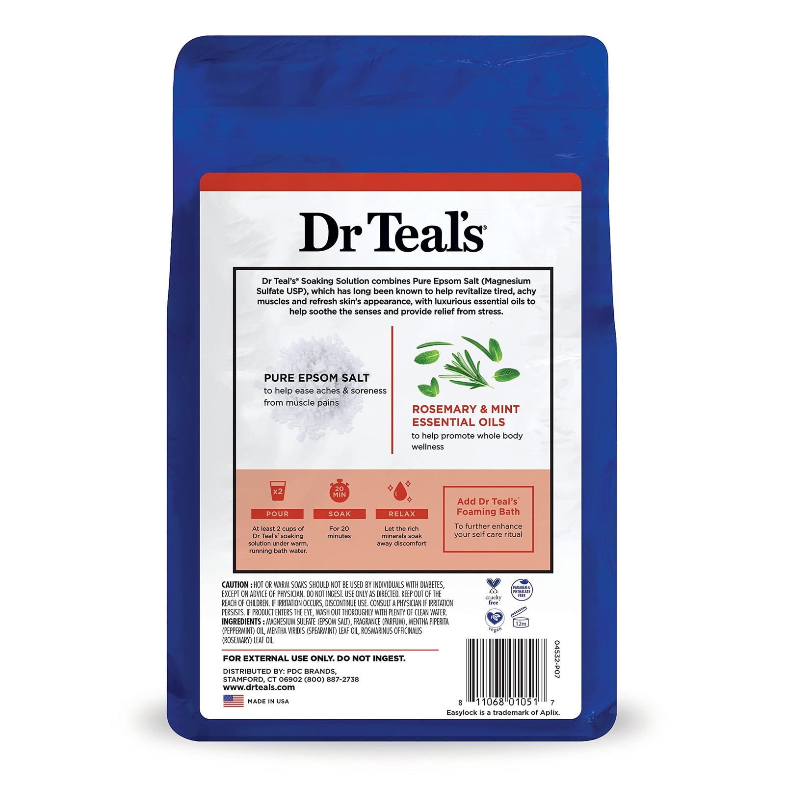 Dr Teal’s Pure Epsom Salt Soak, Wellness Therapy with Rosemary & Mint, 3 lbs …