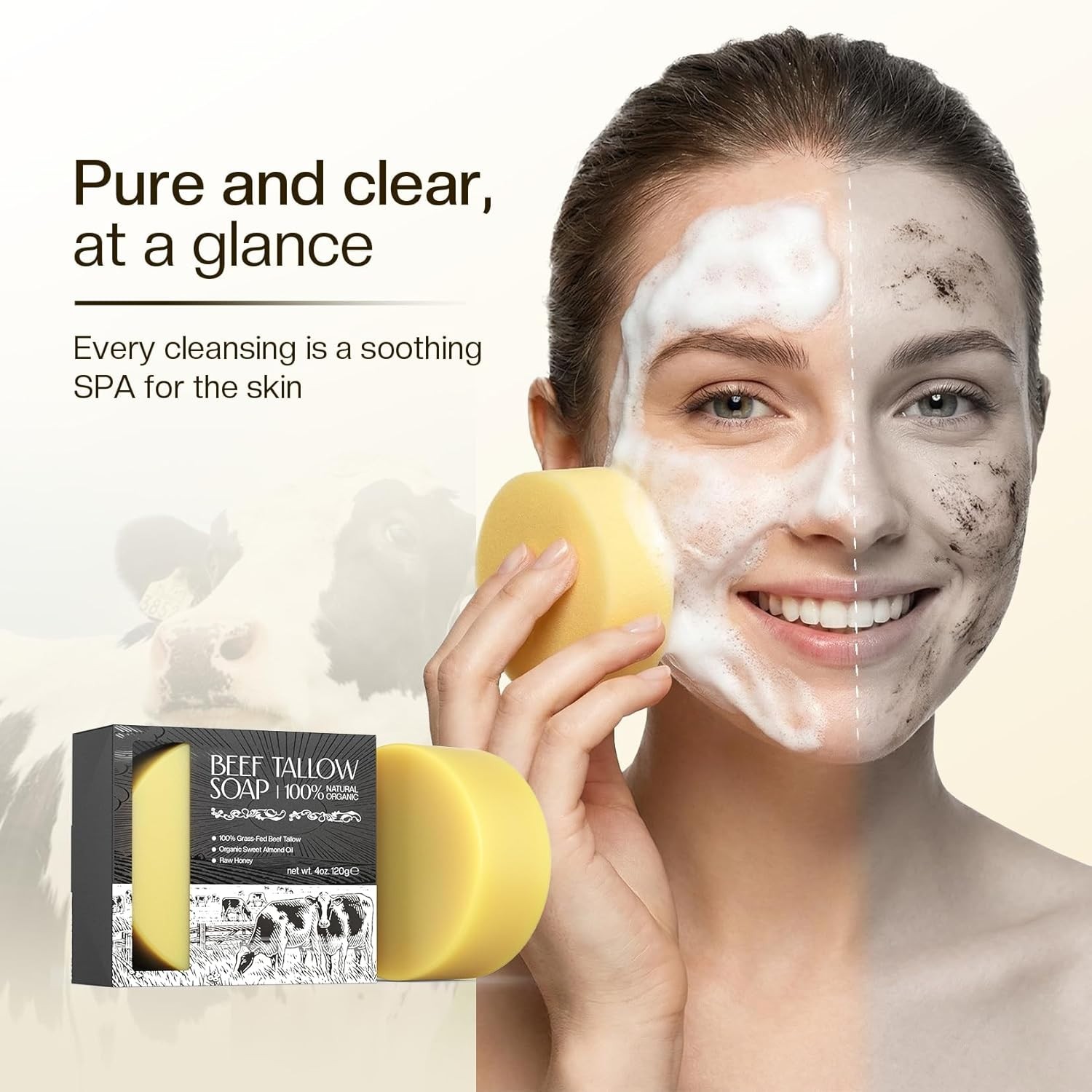 Moisturizing Beef Tallow Soap for Men & Women – Ideal for Dry and Sensitive Skin