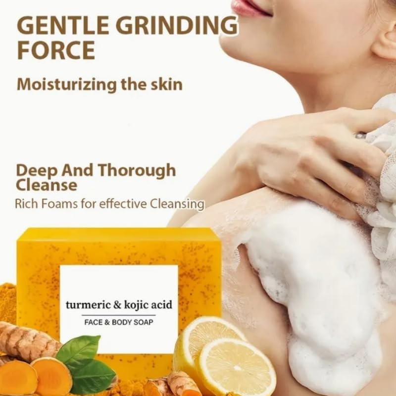 3 Bars Soap Turmeric Kojic Brightening Face/Body Acne/Dark Spots Men/Women/Teen