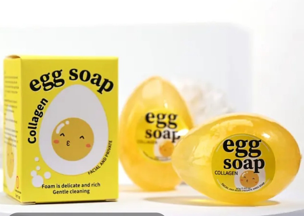 Egg Soap Collagen Gentle Unscented Face & Body Egg Bar Soap Yellow 0.2oz