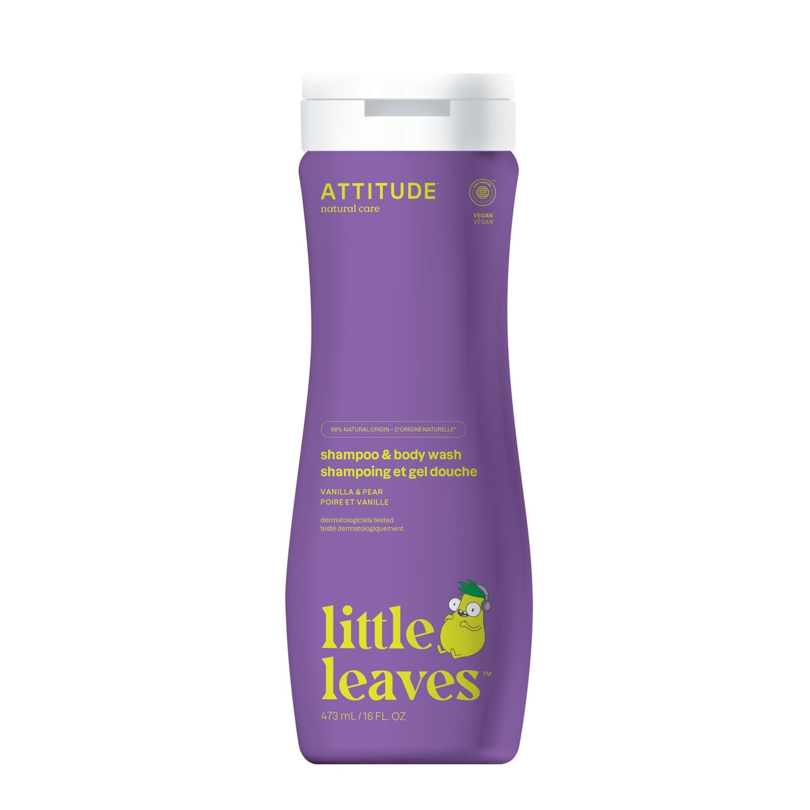 ATTITUDE Shampoo and Body Wash for Kids, EWG 16 Fl Oz (Pack of 1), PURPLE