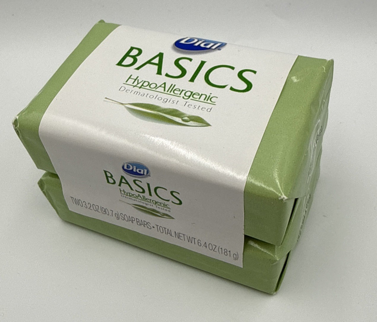 2 Pack Of Dial Basics Hypoallergenic Bar Soap 3.2 Oz Bars NEW