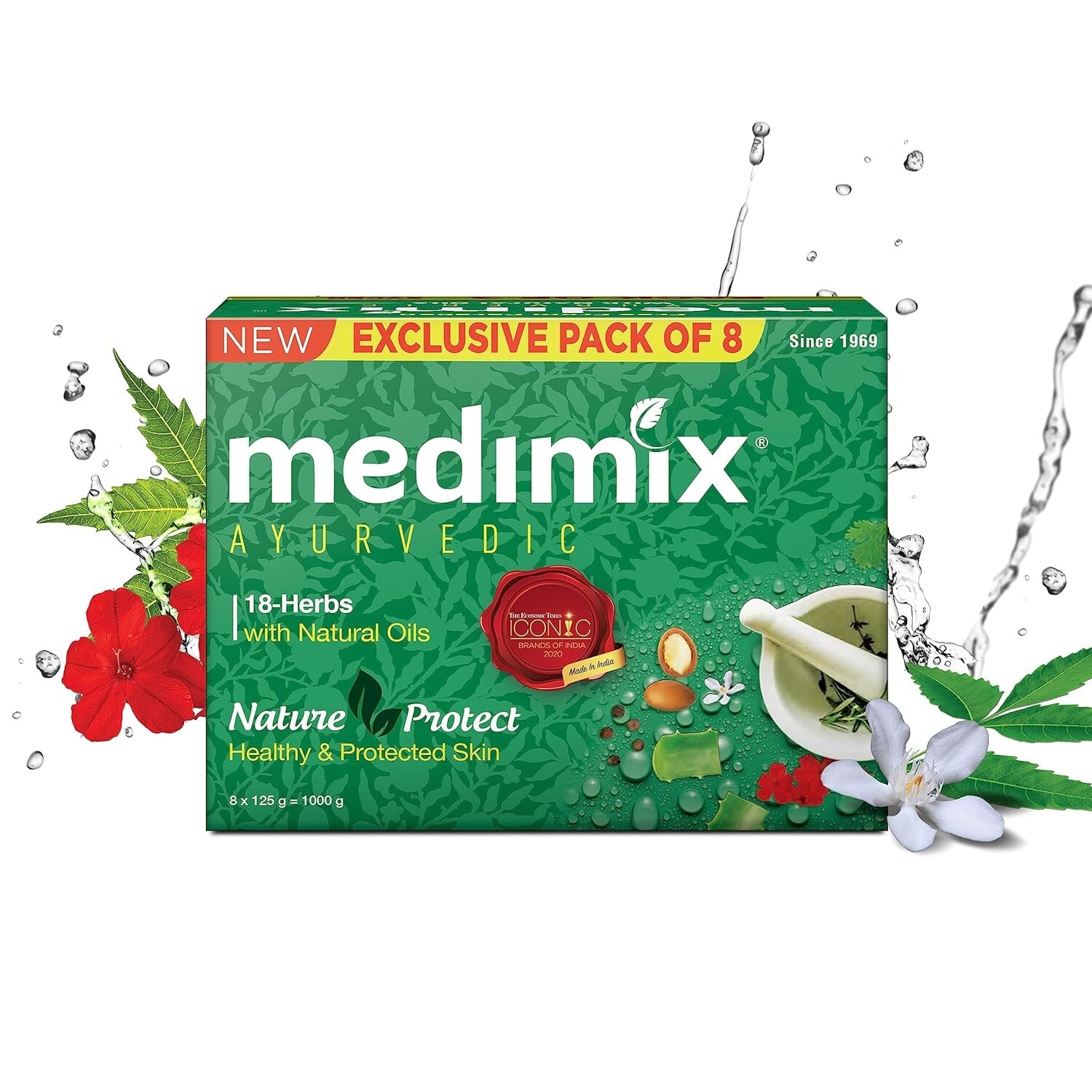 Medimix Ayurvedic Classic 18 Herbs Bathing Soap For Healthy Skin 125gm X 8 Bars